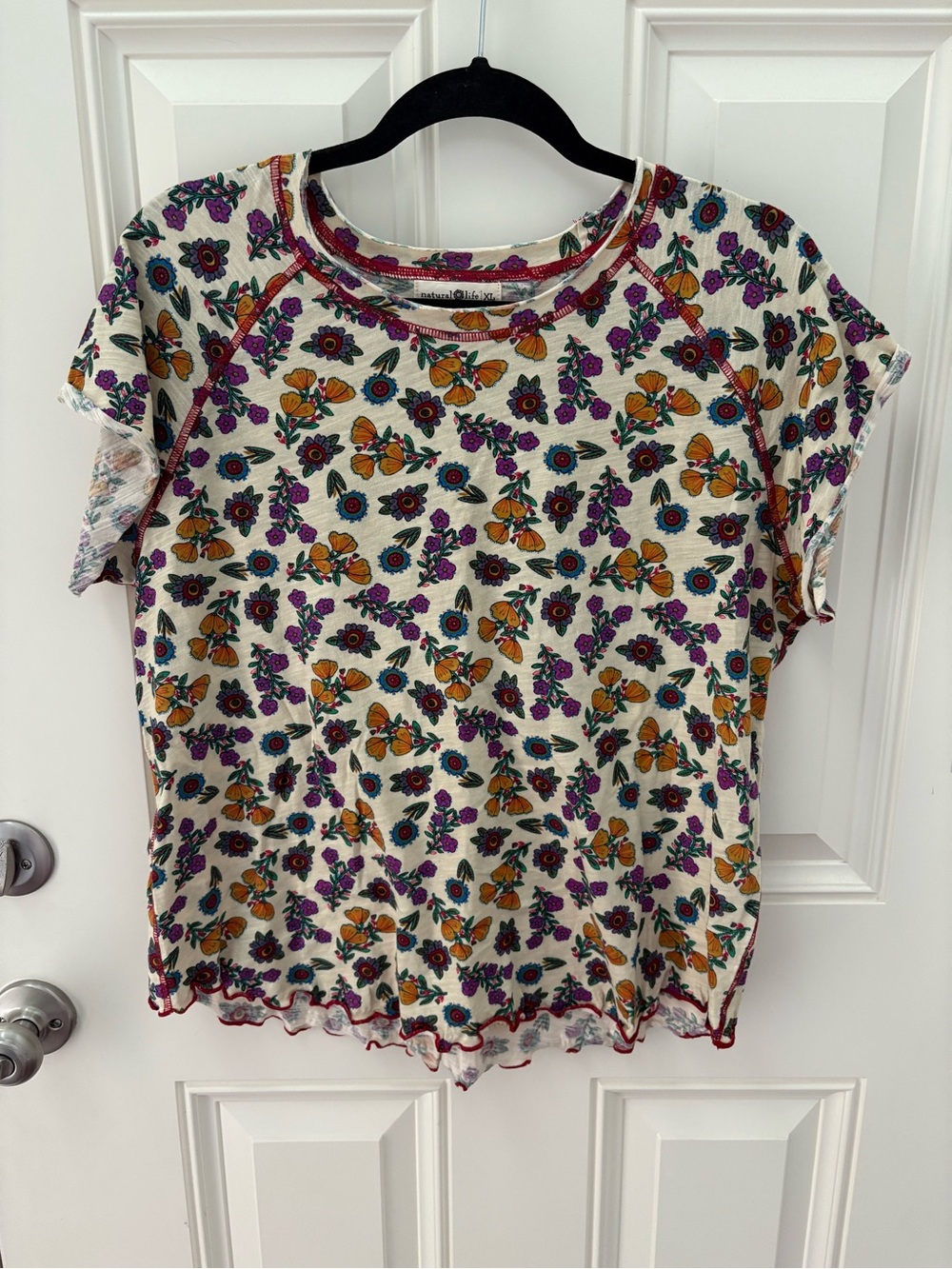 Natural Life Lily Cotton Short Sleeve Tee Shirt Size XL